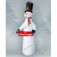  Новогодняя фигура Надувной Снеговик "С Новым годом!" С подсветкой, фото 1 